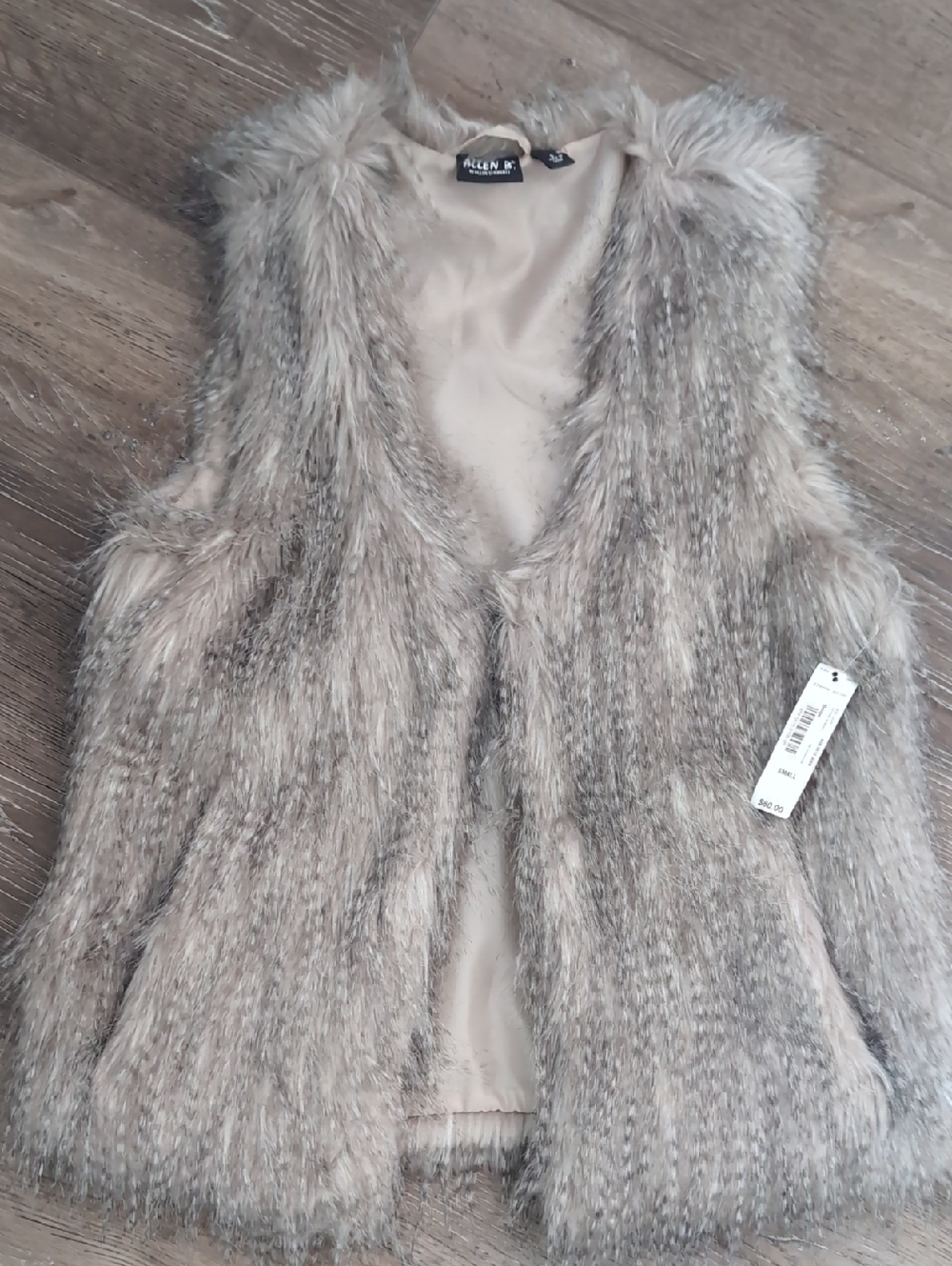 Allen B. By Allen Schwartz Taupe Faux Fur Vest